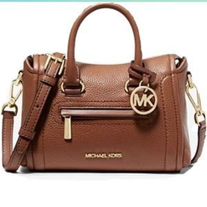 Michael Kors Carine Extra-Small Top Zip Satchel Shoulder Crossbody Bag- Brown